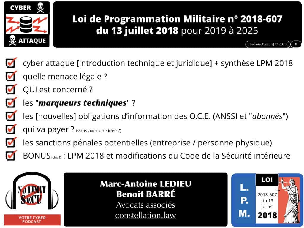 #2-LPM-2018-et-MARQUEURS TECHNIQUES-NoLimitSecu-CYBER-attaque-OIV-OSE-Operateur-Communication-Electronique-CPCE-LCEN-Constellation©Ledieu-Avocats-02-01-2020.008