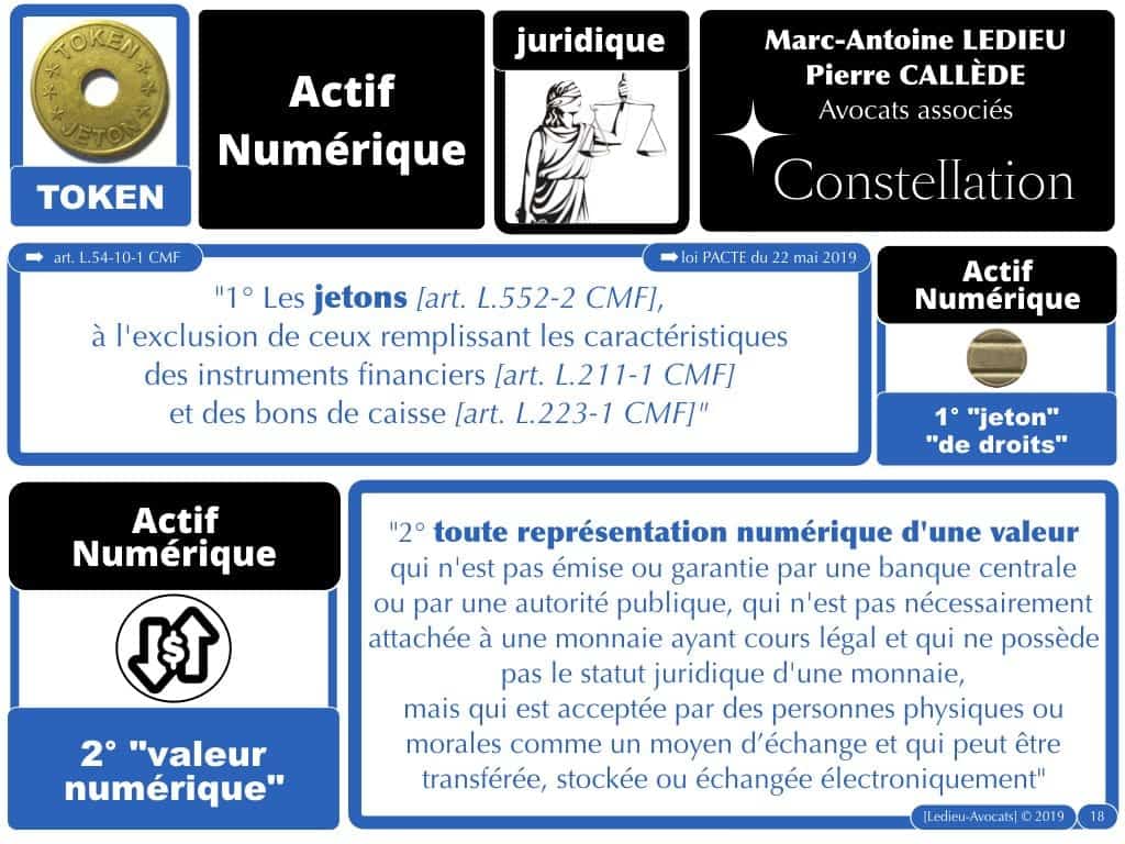 blockchain TOKEN et jeton / valeur numérique - loi PACTE 2019